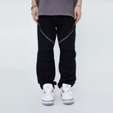 Foesce Patchwork Zipper Trim Pants Men Hip Hop Streetwear Fashion Vintage Pants High Street Loose Pants White Baggy Denim Pants