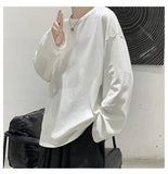 Foesce- 100% Cotton Oversize  Men's Women T-shirt Man Long sleeves Pure Color Men t shirt T-shirts For Male Female Tops