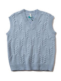 Vintage Sweater Vest Men's Knitted Sleeveless Men Sweaters Retro V-neck Pullover Blue Japanese Streetwear Harajuku