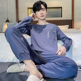 Fashion Autumn Letter Print Pajamas Sets for Men Plaid Pants Pure Cotton Male Sleepwear Big Yards 4XL Home Wear Lounge Nightwear