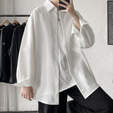 Foesce Oversized Shirt For Men Streetwear Long Sleeve Harajuku Chain Fashion Men's Shirts Korean Clothes Branded Men's Clothing