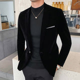 5XL New Autum Velvet Wedding Dress Coat Mens Blazer Jacket Fashion Casual Suit Jacket Stage Men's Business Blazers Costume Homme