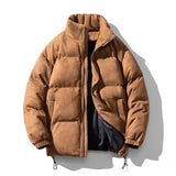 Winter New Retro Parkas Coat Men Various Color Bubble Jacket Oversize Warm Solid Coat Streetwear Faux Suede Puffer Jacket