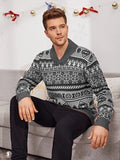 Men's Christmas Elk Lapel Knit Sweater