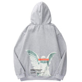 Women  Hip Hop Streetwear Harajuku Pullover Angel God Printed Hoodies Pocket Cotton Fleece Pullover Grey Hooded Sweatshirt