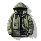 Foesce Style Parkas Men's Winter Coat Hooded Windproof Winter Safari Style Cargo Windbreaker Thicken Puffer Jacket for Men