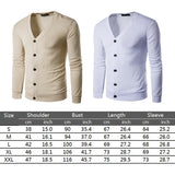 Foesce New Men's V-neck Knitted Cardigan Sweater Spring Autumn Fashion Casual Long Sleeve Warm Sweater Solid Color Buckle Versatile Top