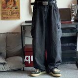 Foesce Baggy Jeans Trousers Male Denim Pants Black Wide Leg Pants Men's Jeans Oversize Cargo Korean Streetwear Hip Hop Harajuku