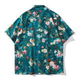 Fashion Leisure Hong Kong Style Retro Floral Short Sleeve Shirt Blouse Tops Men Summer Hot Selling Shirt for Men Women