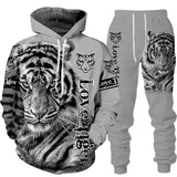 Foesce New Animal 3D Tiger Printed Hoodie + Pants Suit Cool Men/Women 2 Pcs Sportwear Tracksuit Set Autumn And Winter Men's Clothing