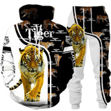 Foesce New Animal 3D Tiger Printed Hoodie + Pants Suit Cool Men/Women 2 Pcs Sportwear Tracksuit Set Autumn And Winter Men's Clothing