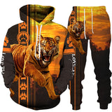 Foesce New Animal 3D Tiger Printed Hoodie + Pants Suit Cool Men/Women 2 Pcs Sportwear Tracksuit Set Autumn And Winter Men's Clothing