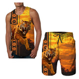 Summer Fashion Top/ Shorts/2PC Sets Cool Tiger Print Tank Tops Mens Vest Sportwear Tracksuits Men's Clothing