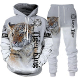 Foesce New Animal 3D Tiger Printed Hoodie + Pants Suit Cool Men/Women 2 Pcs Sportwear Tracksuit Set Autumn And Winter Men's Clothing