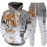 Foesce New Animal 3D Tiger Printed Hoodie + Pants Suit Cool Men/Women 2 Pcs Sportwear Tracksuit Set Autumn And Winter Men's Clothing