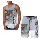 Summer Fashion Top/ Shorts/2PC Sets Cool Tiger Print Tank Tops Mens Vest Sportwear Tracksuits Men's Clothing